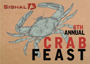 a logo image of a crab for the Signal 13 foundation 6th annual crab fest